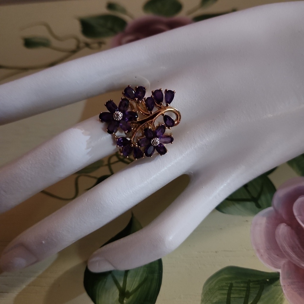 JTV Amethyst White Topaz Ring Size 9